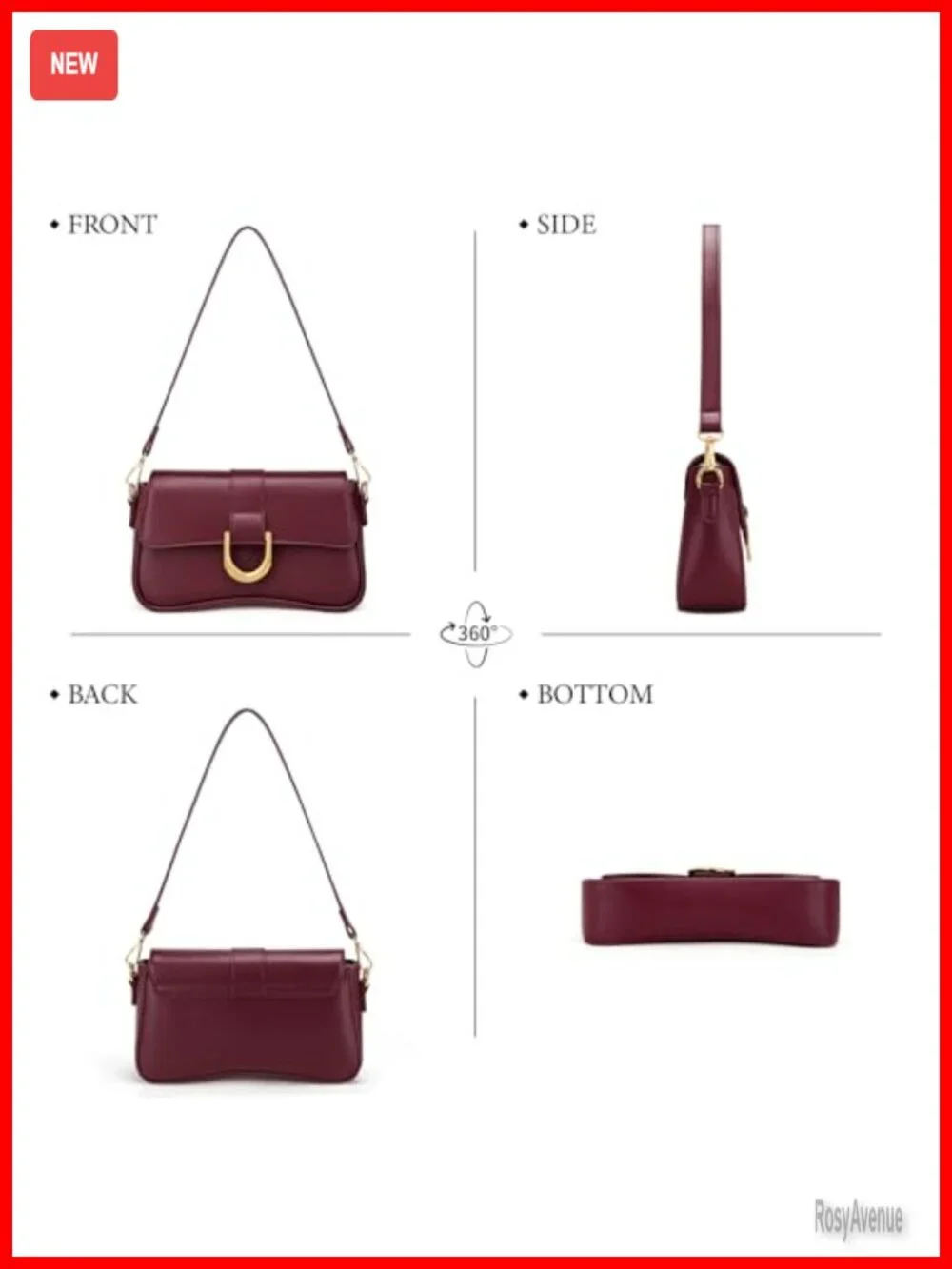 Vegan Leather Small Hobo Bag with Removable Strap